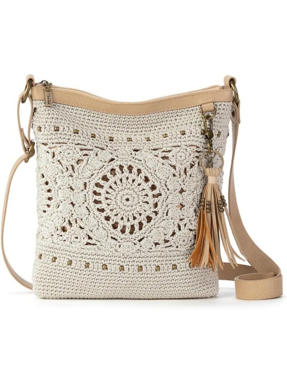 Crochet Crossbody Purse with Zipper Closure & Adjustable Strap - Stylish